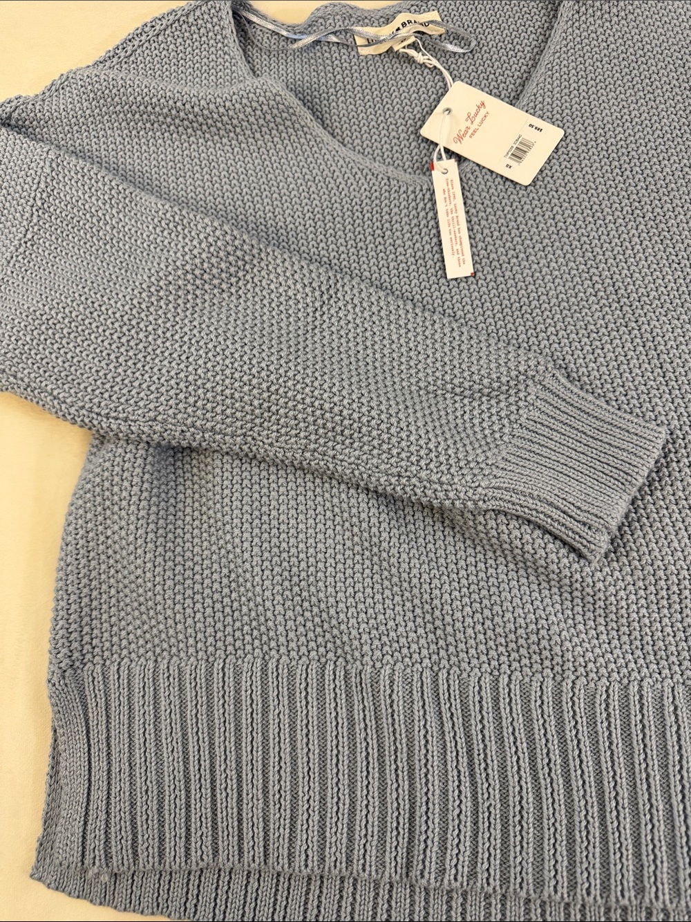 Lucky Brand Blue V-Neck Knit Pullover Cozy Sweater - Picture 4 of 8